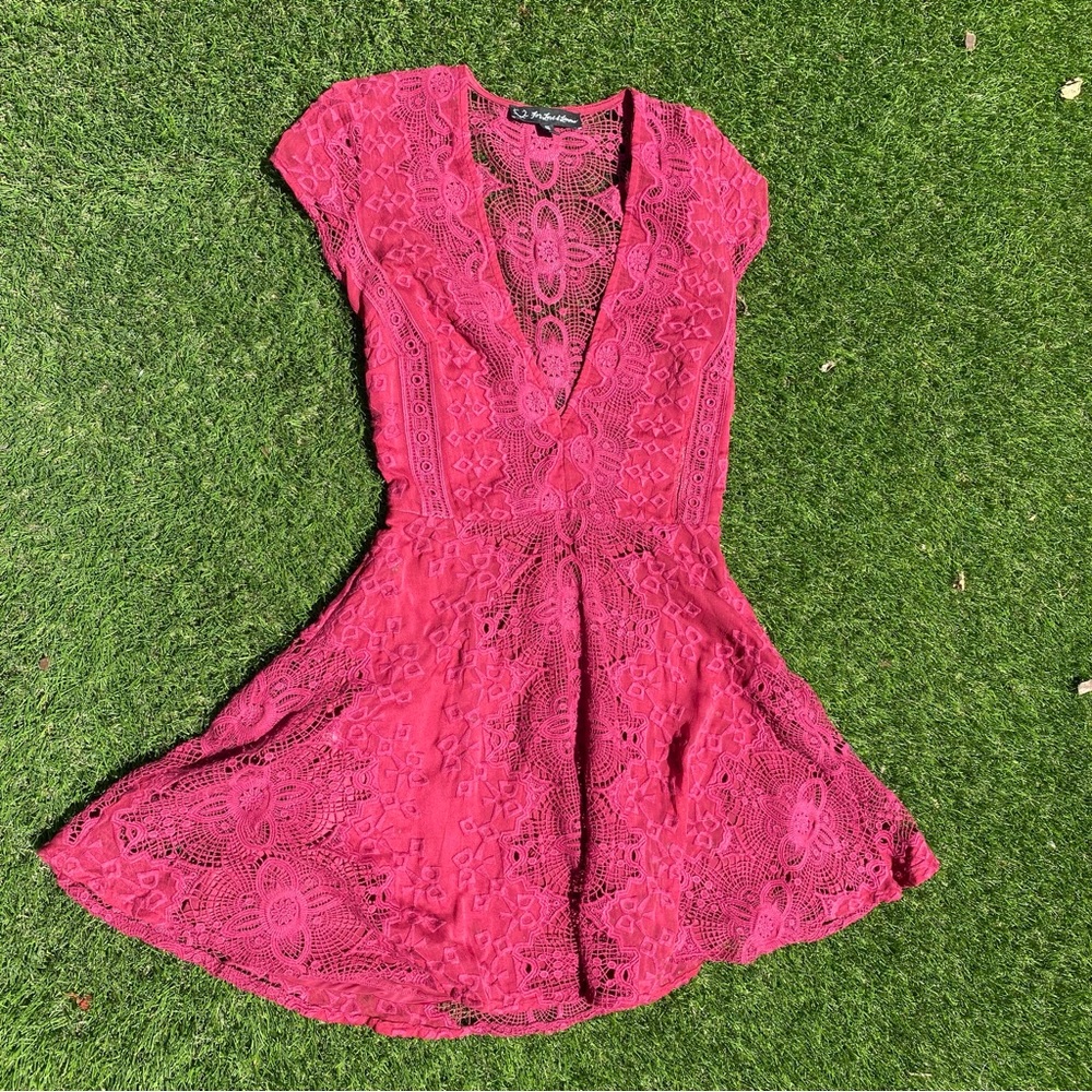 For Love And Lemons Sienna Mini Dress Burgundy Size Small
